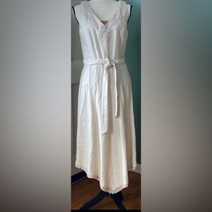 New Bandolino Womens vneck crochet casual elegant sleeveless beige dress, size 8